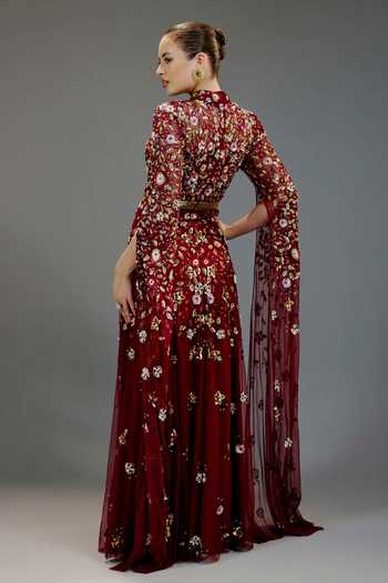 Bling Empire Floral Sequin Work Gown 