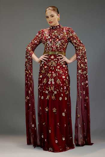Bling Empire Floral Sequin Work Gown 