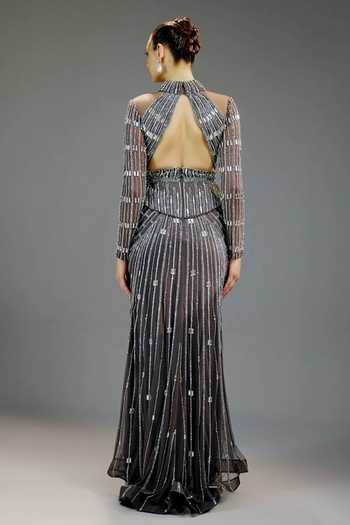 Bling Empire Architectural Evening Column Gown 