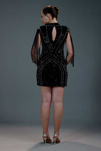 Bling Empire Midnight Fringe Icon Mini Dress 