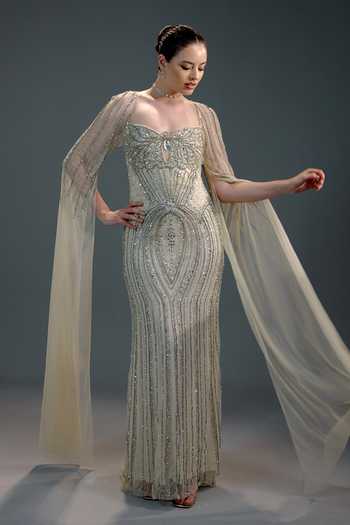 Buy Bling Empire Grey Mesh Sequins, Beads, Stones, Crystals Golden Gossamer Radiance Gown Online at Aza Fashions Buy_Bling Empire_Grey Mesh Sequins, Beads, Stones, Crystals Golden Gossamer Radiance Gown _Online_at_Aza_Fashions