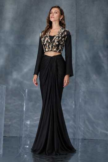 Kalighata Pret Embroidered Jacket Skirt Set 
