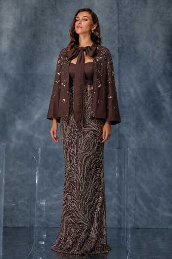 Kalighata Pret Sequin Work Jacket Skirt Set 