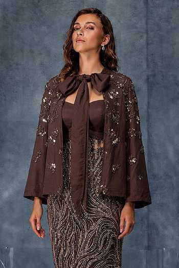 Kalighata Pret Sequin Work Jacket Skirt Set 