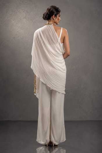 Kalighata Pret Embellished Draped Cape & Pant Set 