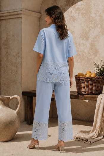Tasuvure Cameron Cutwork Cotton Shirt & Pant Co-ord Set 