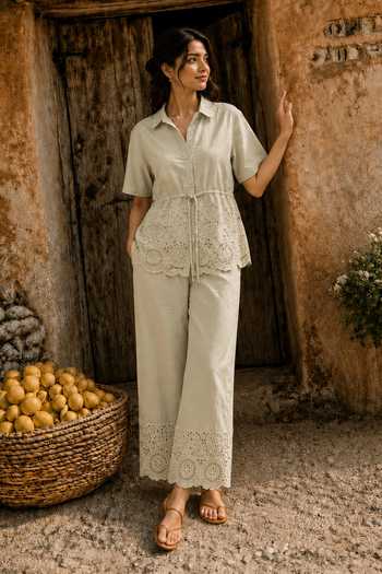 Tasuvure Cameron Cutwork Shirt & Pant Co-ord Set 