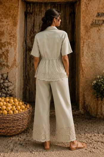 Tasuvure Cameron Cutwork Shirt & Pant Co-ord Set 