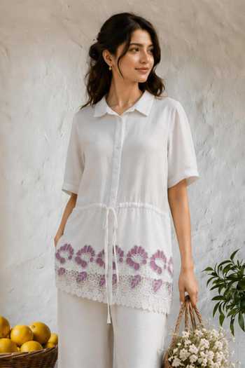 Tasuvure Cameron Cotton Magnolia Shirt & Pant Set 