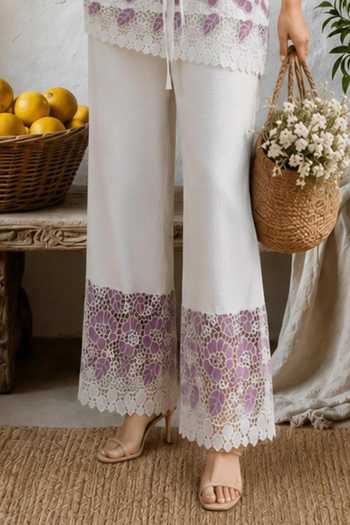 Tasuvure Ivory Cotton Collared Neck Cameron Magnolia Shirt And Pant Set Online at Aza Fashions Tasuvure_Ivory Cotton Collared Neck Cameron Magnolia Shirt And Pant Set _Online_at_Aza_Fashions