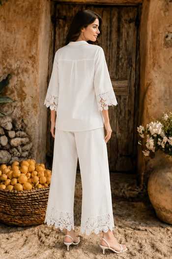 Tasuvure Cameron Cotton Lace Shirt & Pant Co-ord Set 