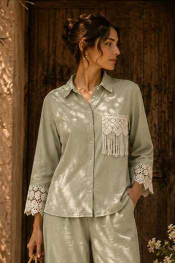 Tasuvure Camellia Cotton Shirt & Pant Co-ord Set 