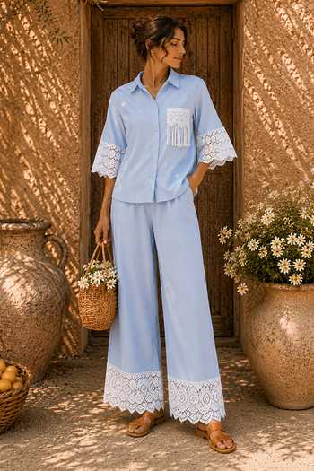 Tasuvure Cameron Cotton Lace Shirt & Pant Co-ord Set 