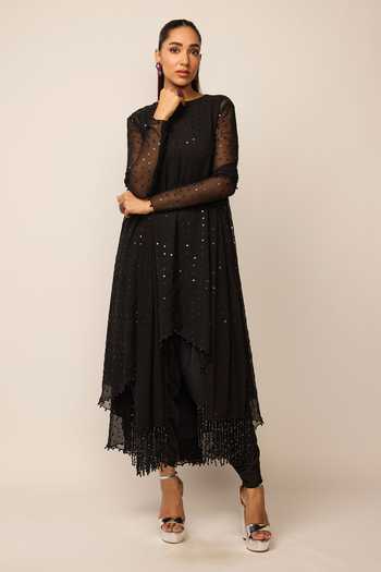 Vvani by vani vats Embroidered Georgette Kurta Dhoti Pant Set 
