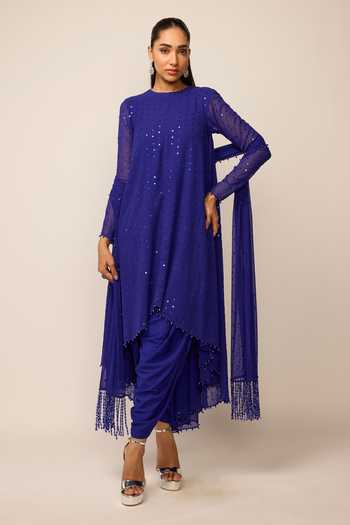 Vvani by vani vats Georgette Embroidered Kurta Dhoti Pant Set 