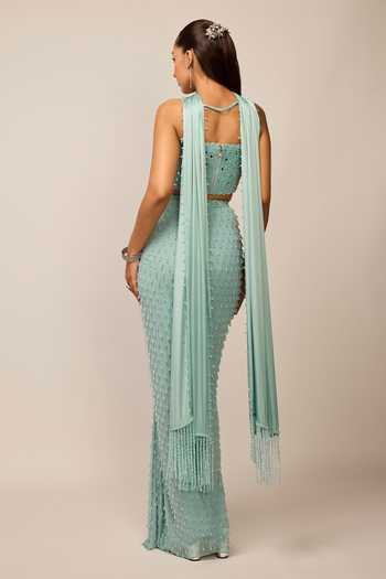 Vvani by vani vats Single Drop Embroidered Draped Skirt Set 