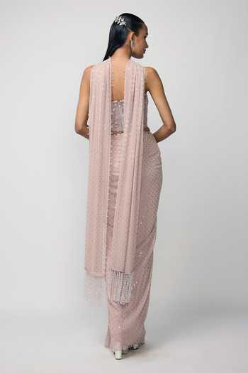 Vvani by vani vats Sequins Embroidered Draped Skirt Set 
