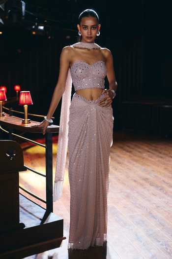 Vvani by vani vats Sequins Embroidered Draped Skirt Set 