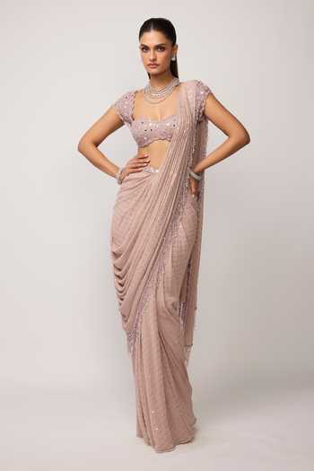 Vvani by vani vats Sequinned Pre-Draped Saree With Blouse 
