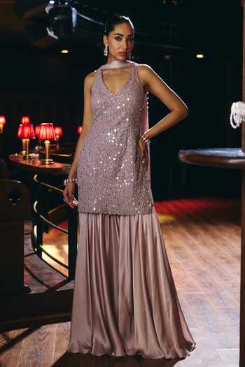 Vvani by vani vats Mirror Embroidered Kurta Sharara Set 