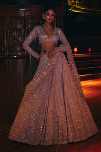 Vvani by vani vats Mirror Embroidered Lehenga Set 
