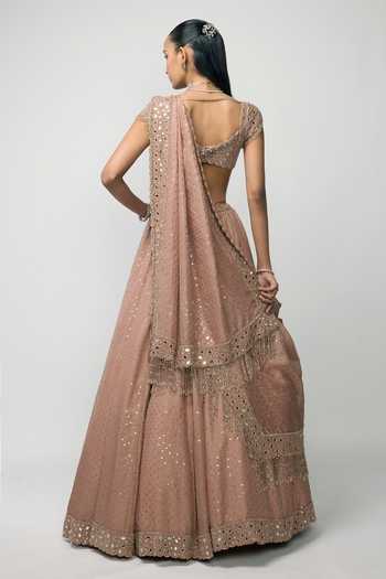 Vvani by vani vats Bronze Rose Sequin Embroidered Lehenga Set 