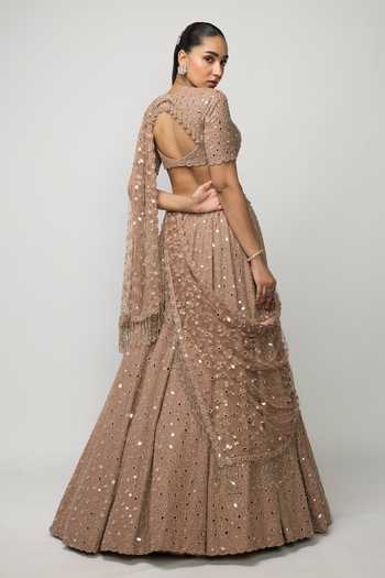 Vvani by vani vats Bronze Rose Embroidered Lehenga Set 