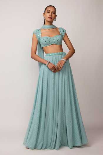 Vvani by vani vats Georgette Sequin Work Skirt Set 