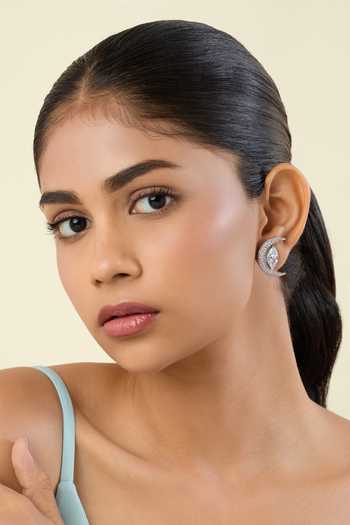 Shop_Isharya_Silver Plated Evelina Opaline Stud Earrings _Online_at_Aza_Fashions
