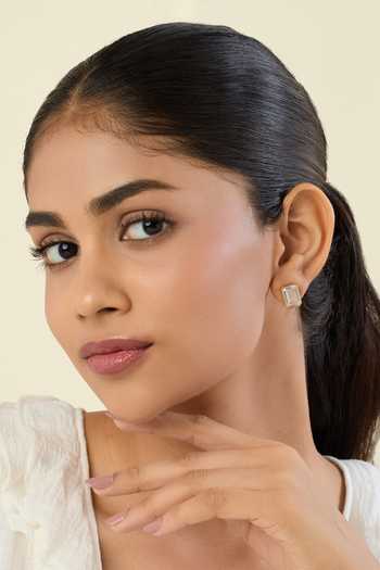 Shop Isharya Gold Plated Valencia Opaline Stud Earrings Online at Aza Fashions Shop_Isharya_Gold Plated Valencia Opaline Stud Earrings _Online_at_Aza_Fashions