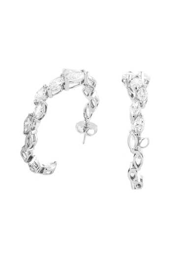 Isharya_Silver Plated Celeste Opaline Hoop Earrings _Online_at_Aza_Fashions