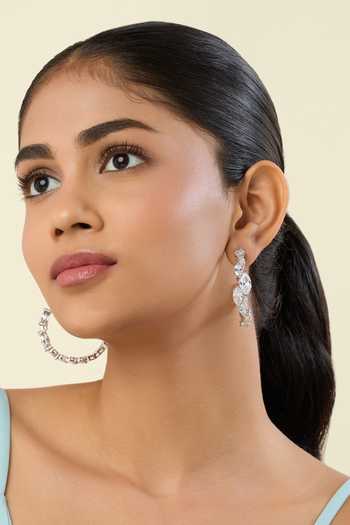 Shop_Isharya_Silver Plated Celeste Opaline Hoop Earrings _Online_at_Aza_Fashions