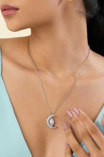 Shop_Isharya_Silver Plated Elara Opaline Pendant Necklace _Online_at_Aza_Fashions