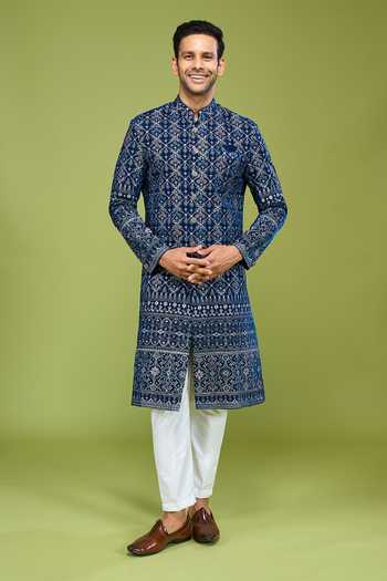Arihant Rai Sinha Embroidered Velvet Sherwani & Pant Set 