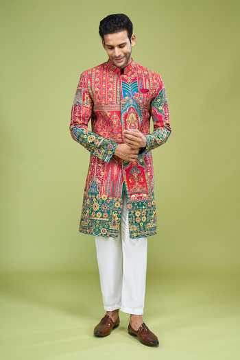 Arihant Rai Sinha Heavy Thread Sequin Zari Embroidered Georgette Sherwani & Pant Set 