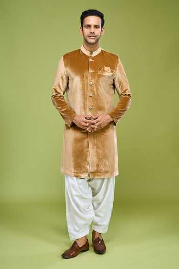 Arihant Rai Sinha Velvet Sherwani & Patiala Pant Set 