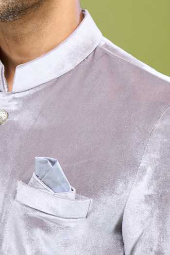 Arihant Rai Sinha Grey Velvet Sherwani And Patiala Pant Set Online at Aza Fashions Arihant Rai Sinha_Grey Velvet Sherwani And Patiala Pant Set _Online_at_Aza_Fashions