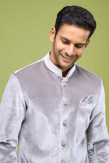 Buy Arihant Rai Sinha Grey Velvet Sherwani And Patiala Pant Set Buy_Arihant Rai Sinha_Grey Velvet Sherwani And Patiala Pant Set