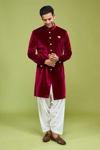 Arihant Rai Sinha Velvet Sherwani Jacket & Patiala Pant Set 