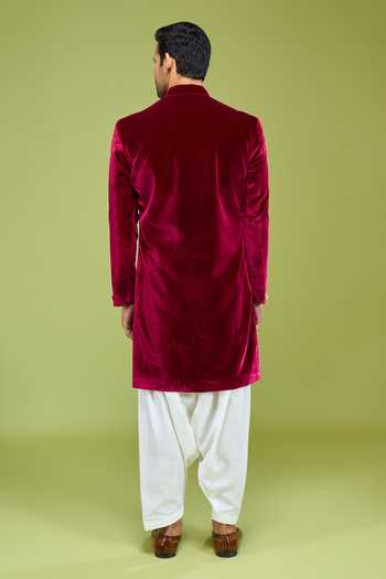 Arihant Rai Sinha Velvet Sherwani Jacket & Patiala Pant Set 