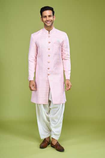Buy Arihant Rai Sinha Pink Brocade Sequin Embroidered Sherwani And Patiala Pant Set Online at Aza Fashions Buy_Arihant Rai Sinha_Pink Brocade Sequin Embroidered Sherwani And Patiala Pant Set _Online_at_Aza_Fashions