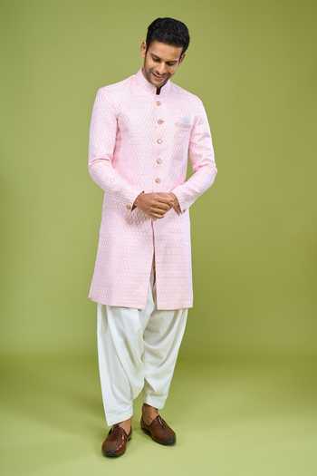 Arihant Rai Sinha Pink Brocade Sequin Embroidered Sherwani And Patiala Pant Set at Aza Fashions Arihant Rai Sinha_Pink Brocade Sequin Embroidered Sherwani And Patiala Pant Set _at_Aza_Fashions