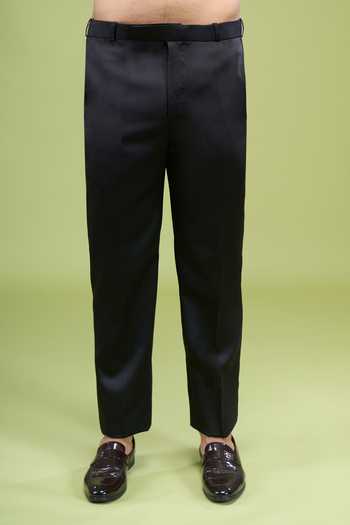 Arihant Rai Sinha_Black Rayon, Terrycloth Embroidery Hand Bandhgala Set _Online_at_Aza_Fashions