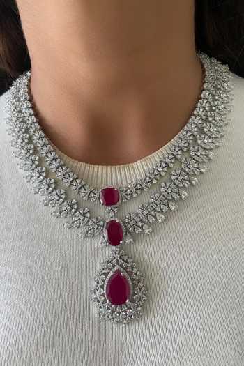 Buy PRERTO Red Maharani Choker And Necklace Set Online at Aza Fashions Buy_PRERTO_Red Maharani Choker And Necklace Set _Online_at_Aza_Fashions