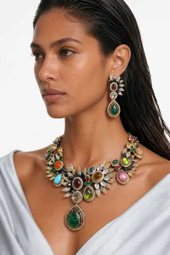 PRERTO Fadheela Moissanite Statement Necklace Set 