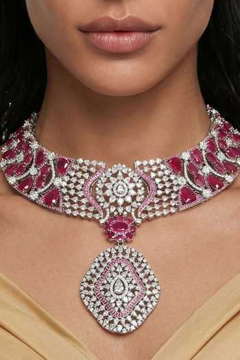 Buy PRERTO Red Momike Statement Necklace Set Online at Aza Fashions Buy_PRERTO_Red Momike Statement Necklace Set _Online_at_Aza_Fashions