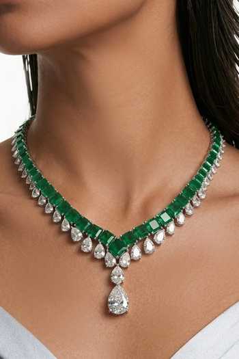 PRERTO Basma Zircon Drop Pendant Necklace Set