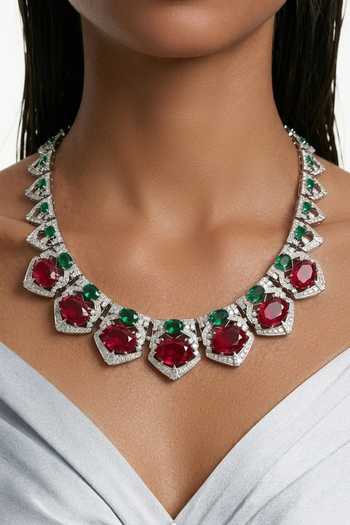 PRERTO Aarohi Zircon Studded Necklace Set 
