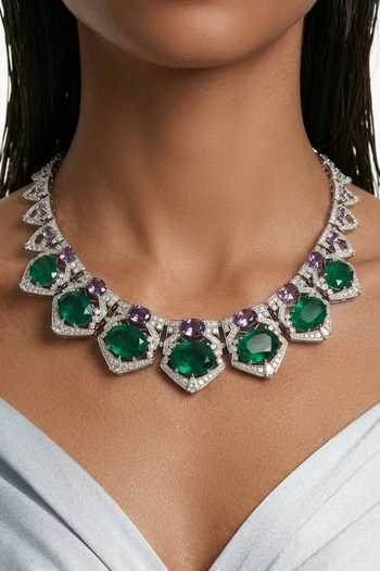 PRERTO Aarohi Zircon Studded Necklace Set 