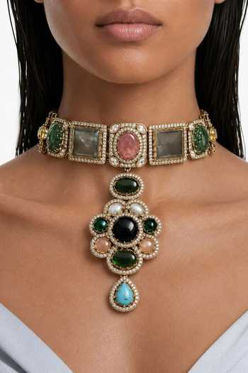 PRERTO Huda Moissanite Polki Kundan Necklace Set 